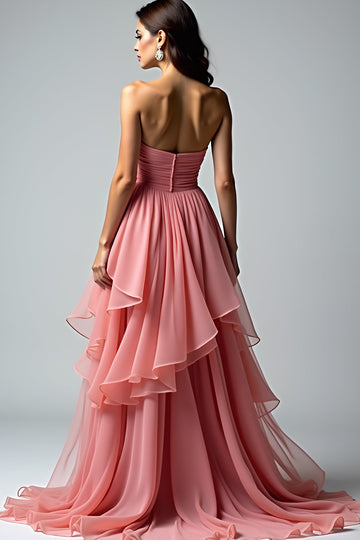 Dusty Rose Sweetheart Ruffled Gallakjole
